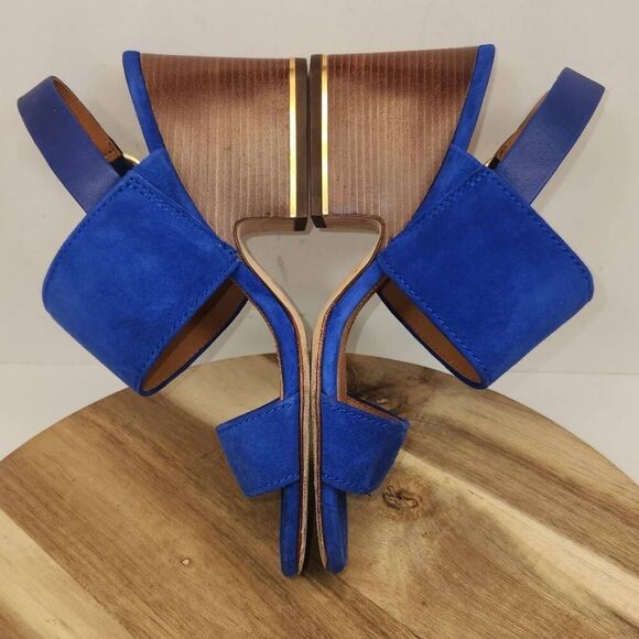 Tory Burch Women's Selby block-heel sandal Blue Suede Size 7.5 M - Picture 7 of 11